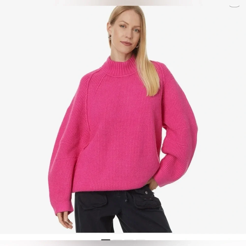 NWT Free People Small Sunbeam Sweater Hot Pink $168 Retail New Oversized - Picture 6 of 7